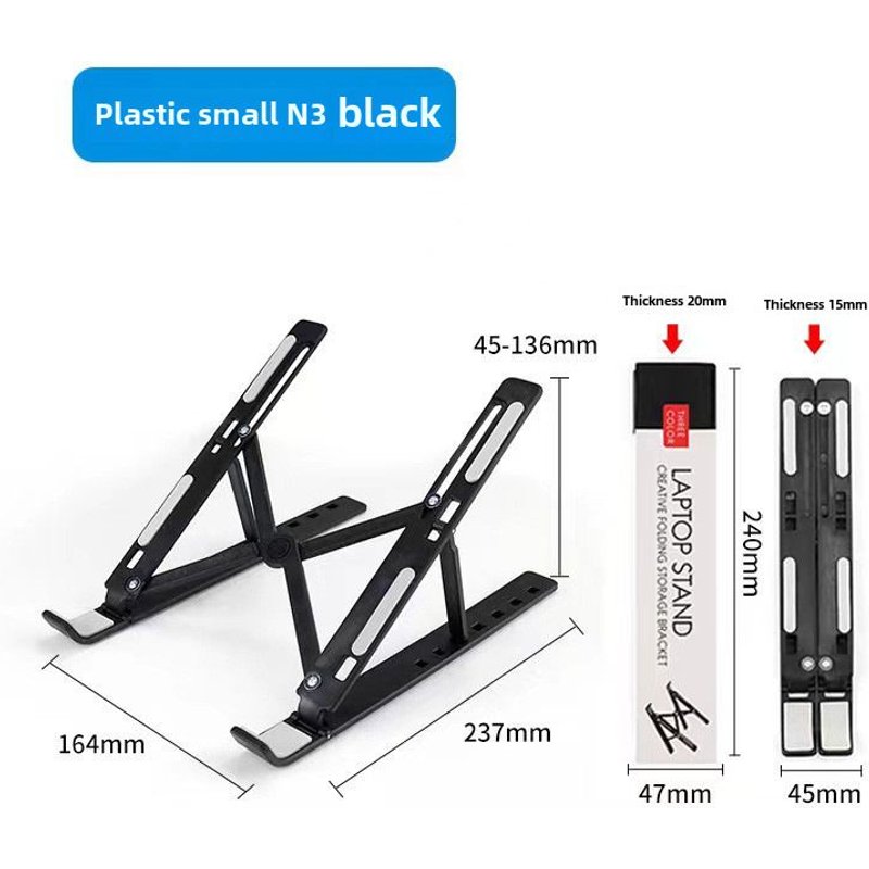 Support de Chargeur Portable pour Ordinateur Portable Pliable et Réglable en Hauteur Support de Refroidissement Noir Robuste et Stable
