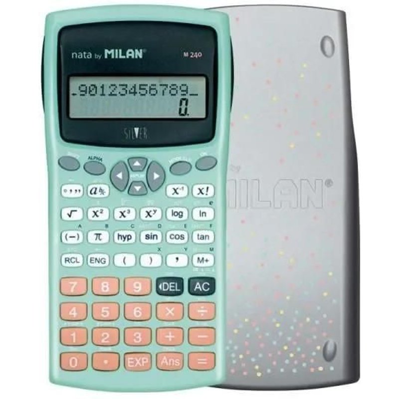 Calculatrice scientifique - Collège et lycée - 240 fonctions - Argent/Vert - Milan