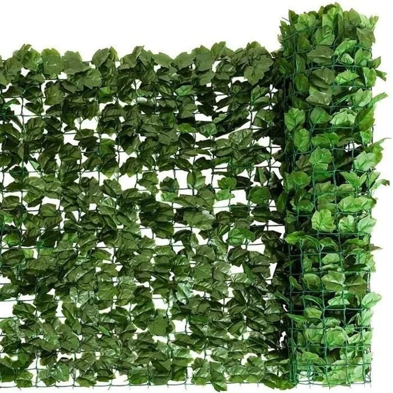Haie Artificielle 150 X 300 Cm En Polyester Vert Avec Feuilles De Lierre Réalistes