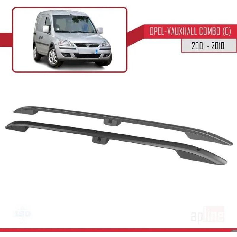 Rails de Toit Barres Set Cross Barres Rail pour Opel - Vauxhall Combo (C) 2001-2010 NOIR (Modèle Adhésif) 281