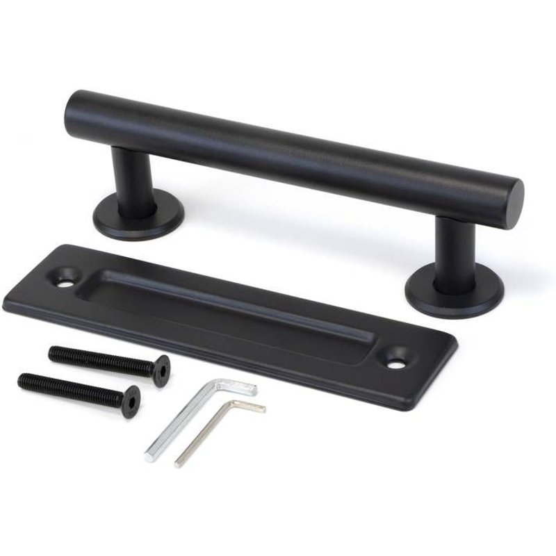 Emuca Poignée pour portes coulissantes en bois Pasadena, Longueur 240 mm, entraxe 180 mm, Acier, Noir texturé