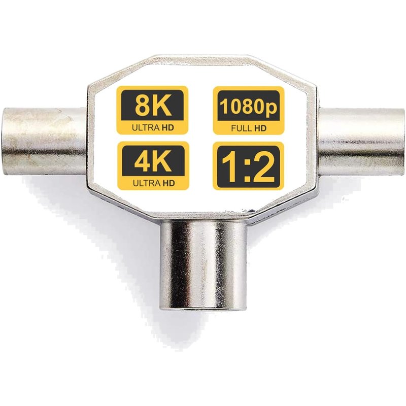 Répartiteur d'antenne I Boîtier en métal blindé en T coaxial coaxial 2 appareils répartiteurs TV DVBC coaxial TV radio TV câble UHD couplage mâle(Q637)