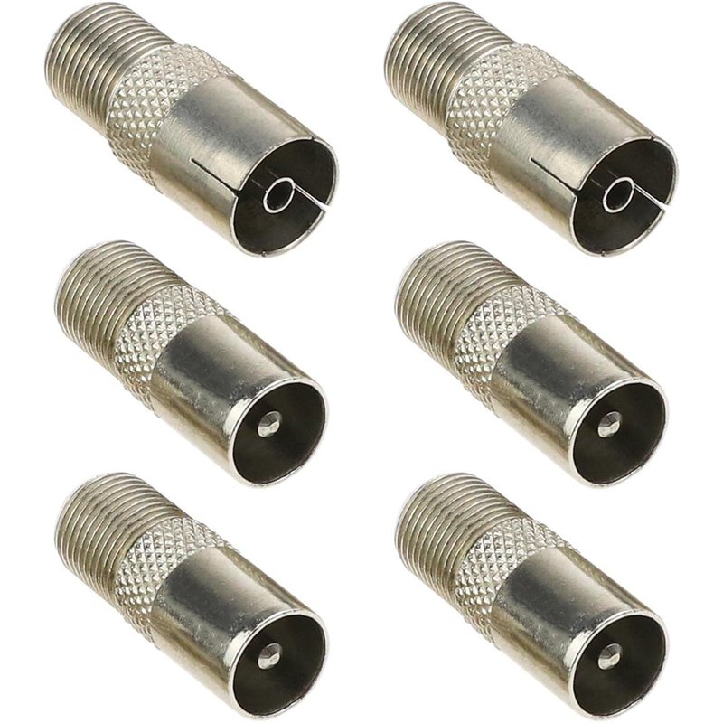6pcs Coupleur Coaxial d'antenne TV Femelle à Mâle pour Câbles d'antenne Satellites Coaxiaux Connecteur à Vis en Cuivre T/F Prise vers Adaptateur d'antenne Coaxial RF(Q619)