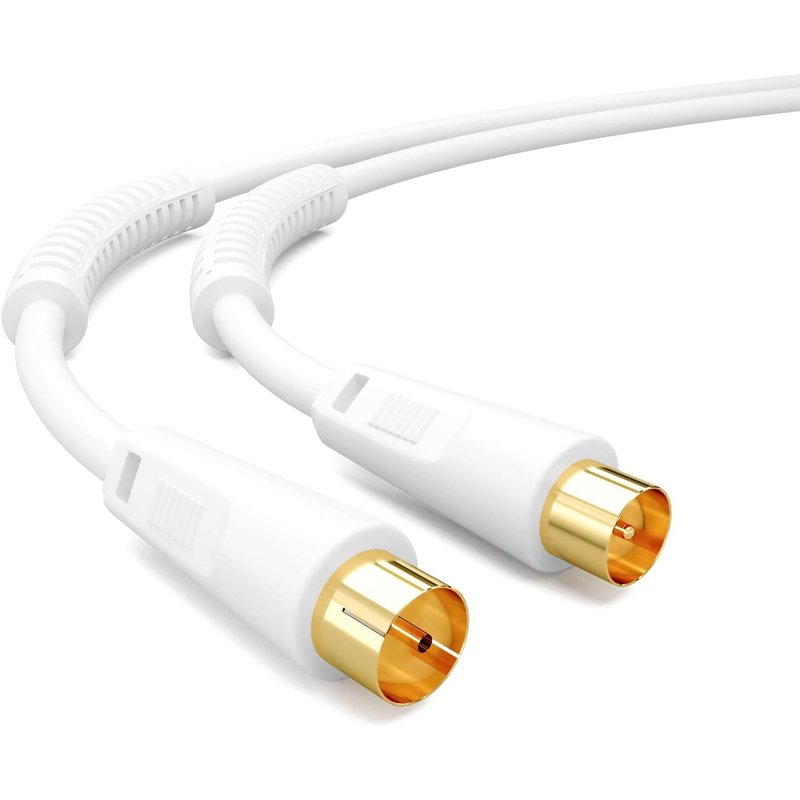 7,5m de câble d'antenne 8K UHD Câble d'antenne HDTV reliant le câble coaxial à la prise Câble coaxial plaqué or avec noyau de ferrite 2X DAB+ DVB-T/T2 DVB-C/C blanc(Q948)