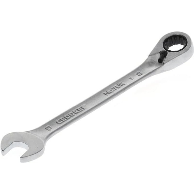 Clé à fourche avec cliquet, Réversible, Taille 13 mm, Coudée, 12 pans, Profil UD, Clé, 7 UR 13