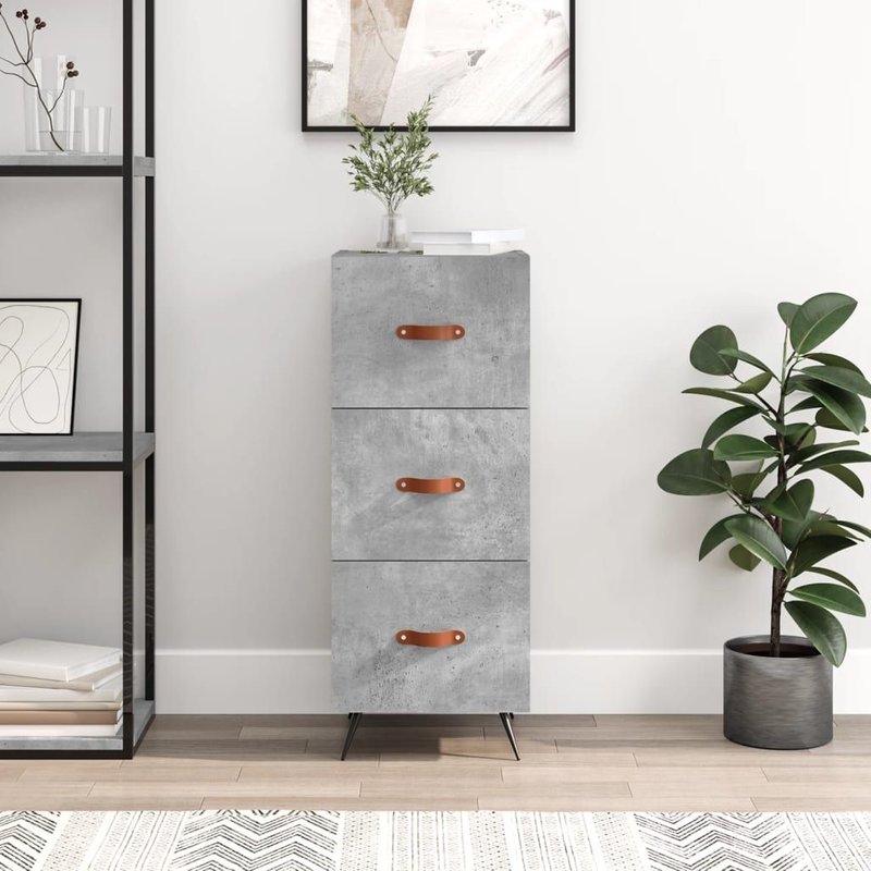 Vidaxl Buffet Gris Béton 34,5x34x90 Cm Bois D'ingénierie
