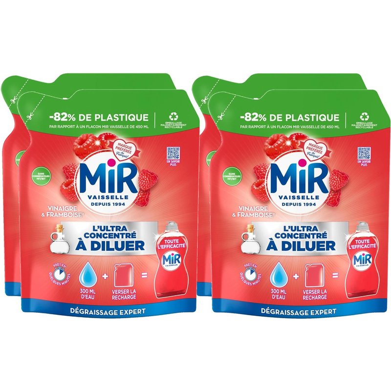 MIR Lot de 4 L'Ultras Concentr¿ ¿ Diluer Vinaigre & Framboise 150ml