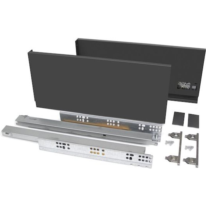 Tiroir extérieur Vertex 40 kg hauteur 131 mm - cÎtés en verre- 500- Gris anthracite