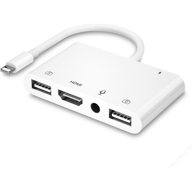 Écran HDMI avec câble connecteur de téléphone à l'écran large sans délai transmission haute définition projection écran couleur blanc HDMI cinq en un