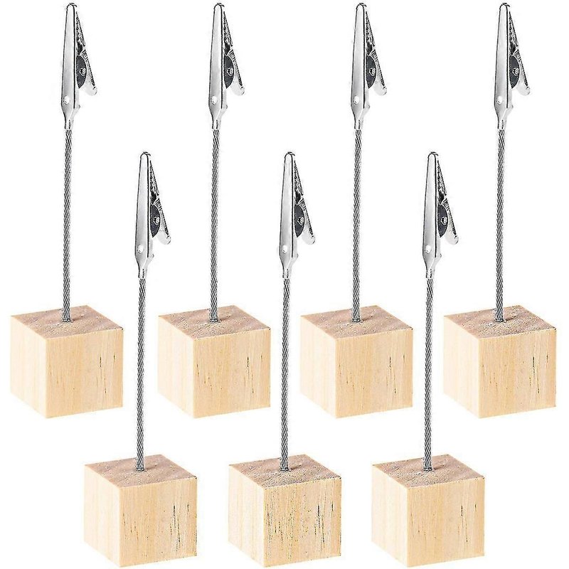 Bestomz 20pcs Porte-Photos De Table Avec Fermoir En Alligator Pour Les Images Mémos Et Numéros De Table Base De Cube En Bois De Pin (Couleur Du Bois)