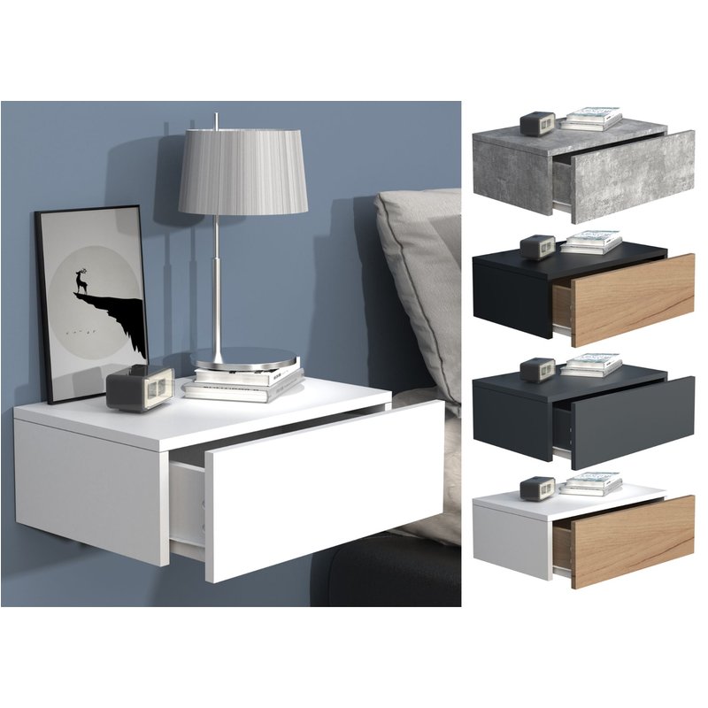 Vcm Tiroir Mural En Bois Table De Chevet Murale Tiroir Console Table De Chevet Usal M 45 Cm