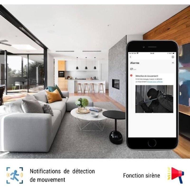 Caméra de surveillance - KONYKS - CAMINI CARE 2 - Intérieur - Wifi avec sirene et bouton d'appel vidéo