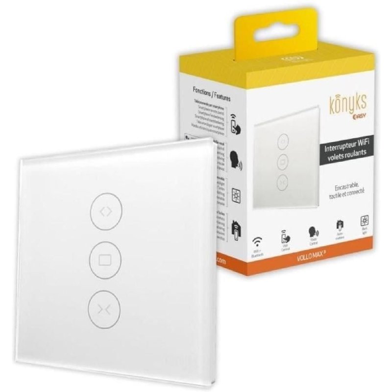 Interrupteur Wi-Fi+BT pour volets roulants. Rétroéclairage contrôlable - Konyks Vollo Max 3