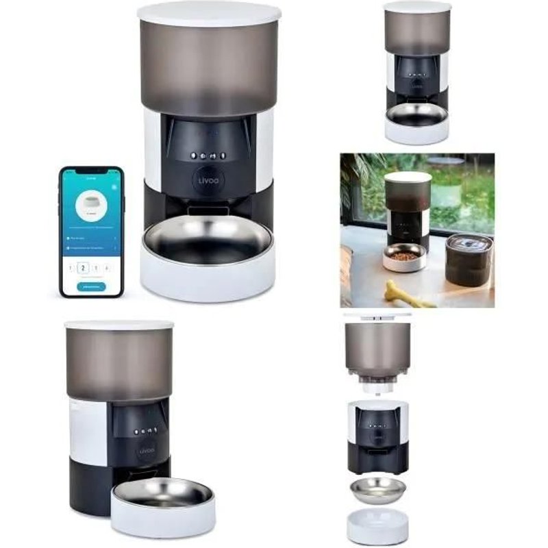 Distributeur De Croquettes Automatique Capacité De 3 Kg Programmables Journal De Bord Compatible Ios Et Android