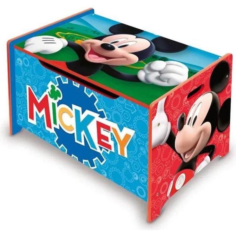 Coffre À Jouets En Bois - Disney - Mickey - Dimensions 40x62,5x37cm - Licence Disney