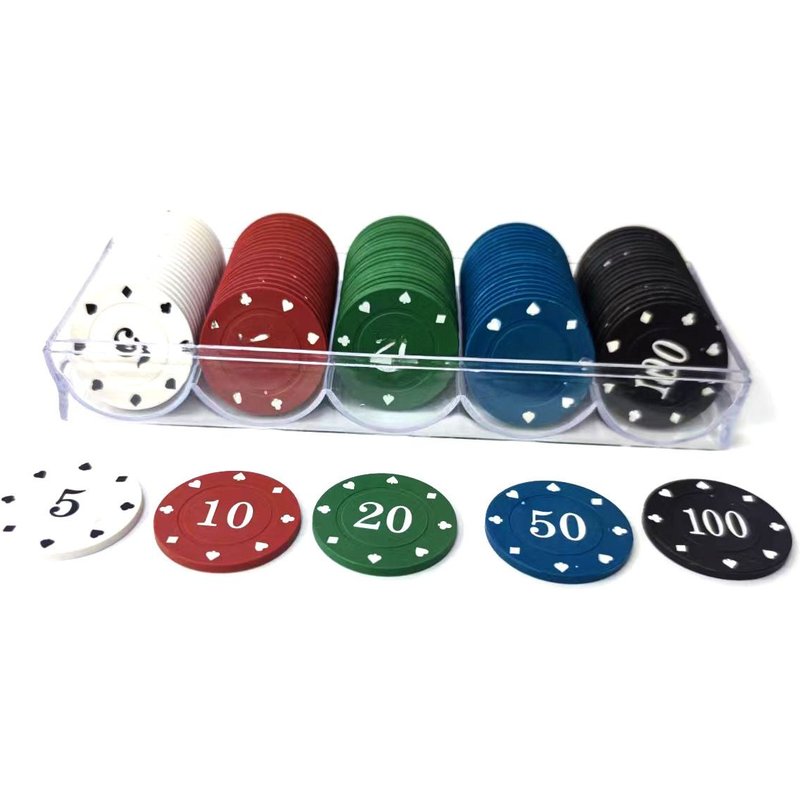 Jetons De Poker En Boîte Pour L'enseignement Jetons De Cartes De Jeux De Loisirs En Abs Pour Salon De Jeux 100 Pièces Mélangées Dés Standard Ensemble 5 Euros 10 Euros 20 Euros 50 Euros 100 Euros