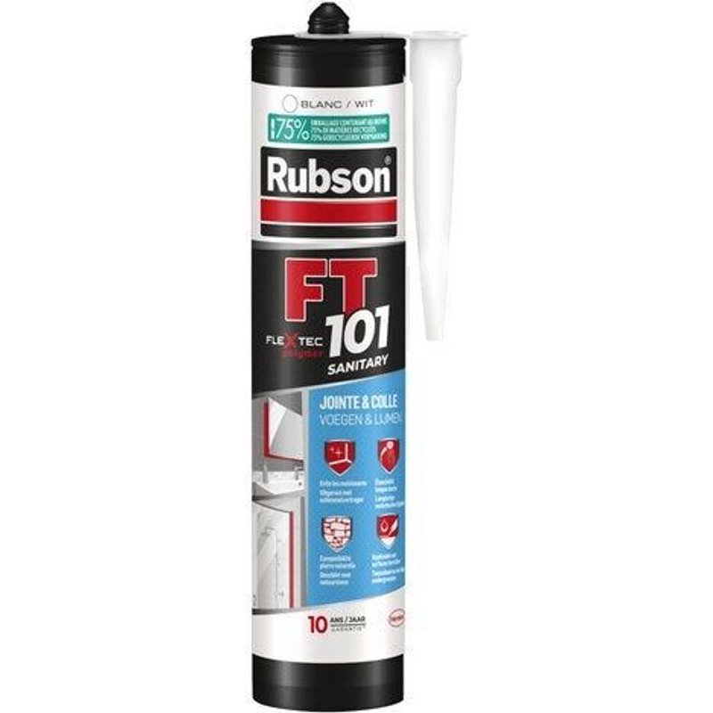 Mastic sanitaire anti moisissure RUBSON Flextec blanc cartouche 280ml