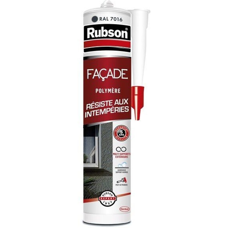 Mastic étanchéite facade polymer RUBSON gris fonce 7016 cart 280ml