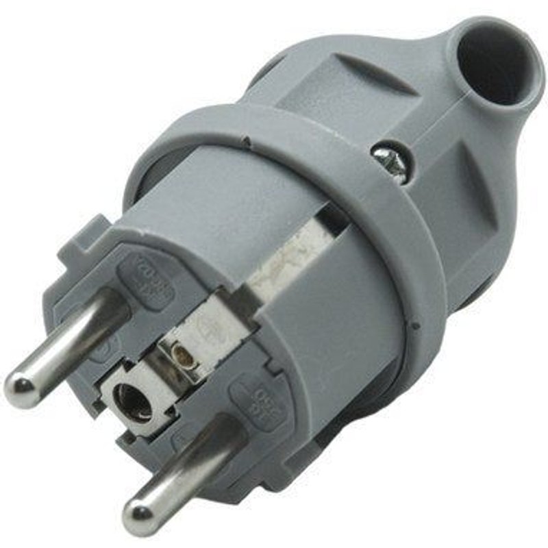 Fiche électrique mâle 2 pôles + terre, 16 A