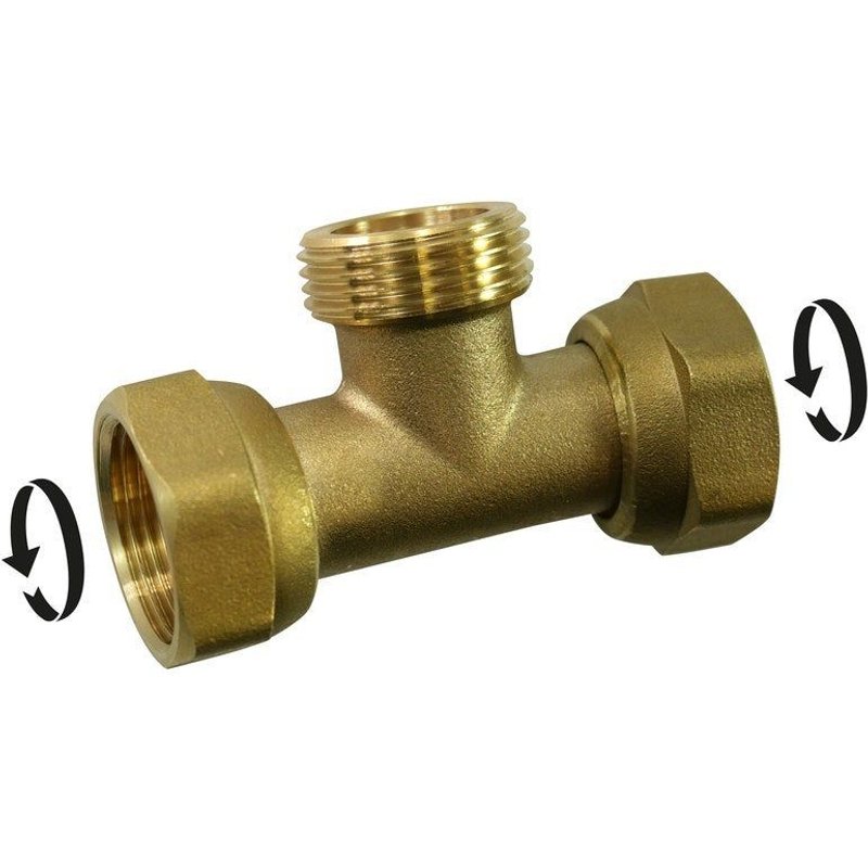 TĂ© Ă visser laiton F 15 x 21 pour tube en cuivre