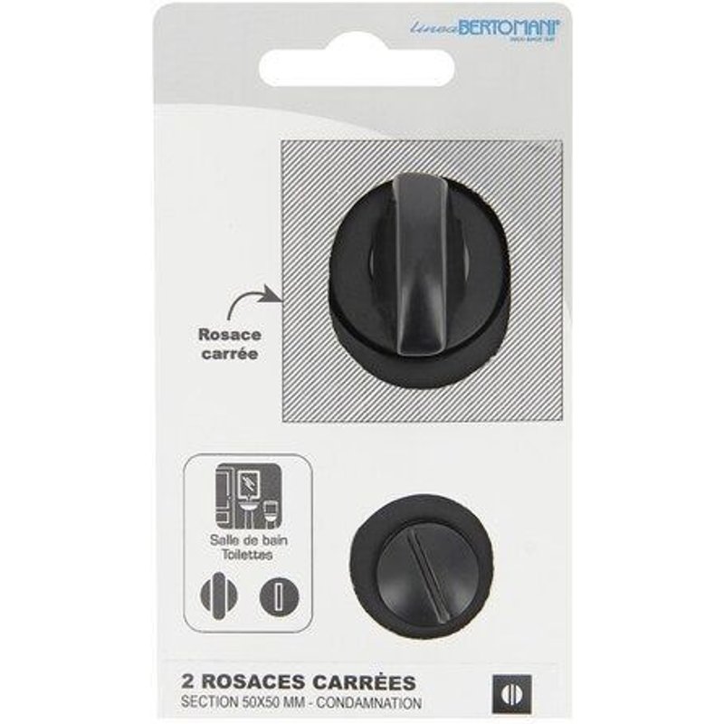 Lot de 2 rosaces, LINEA BERTOMANI, condamnation/décondamnation Wagram D3, noir nickelé mat