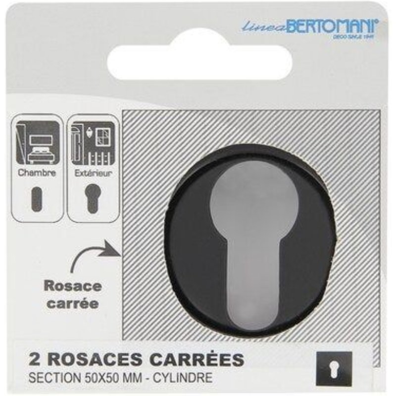 Lot de 2 rosaces, LINEA BERTOMANI, trou de cylindre Wagram zamak D3, noir mat