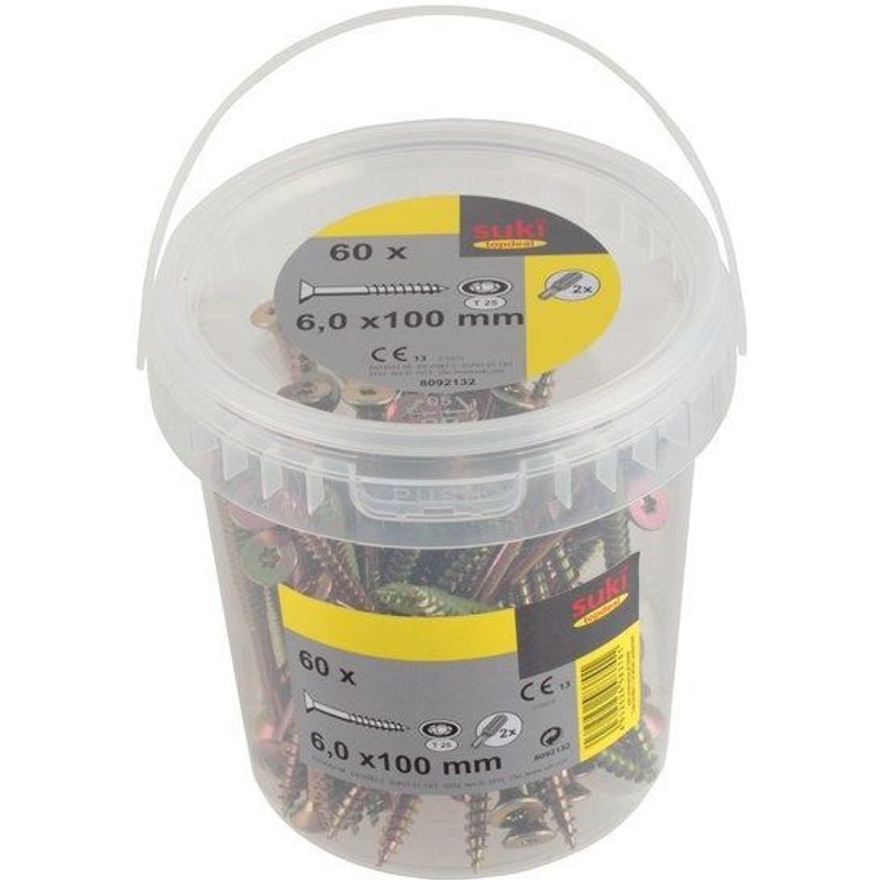 Seau 60 vis TF TX 6x100 mm + embout T25