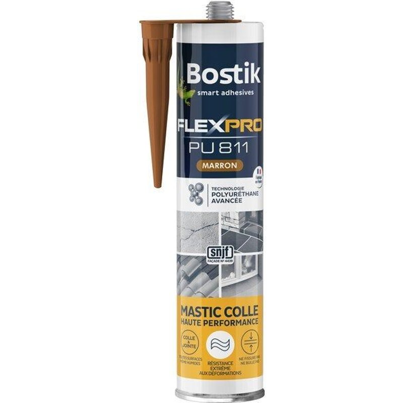 Colle joint int/ext polyuretane bostik flexpro pu811 marron cart 300ml