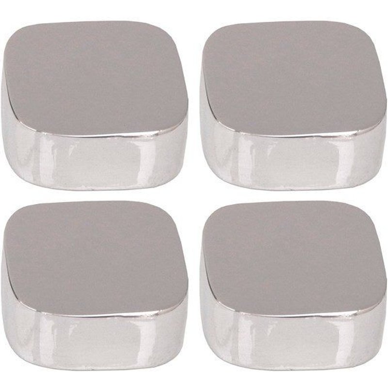 Jeu de 4 fixations miroirs coins ronds chromés