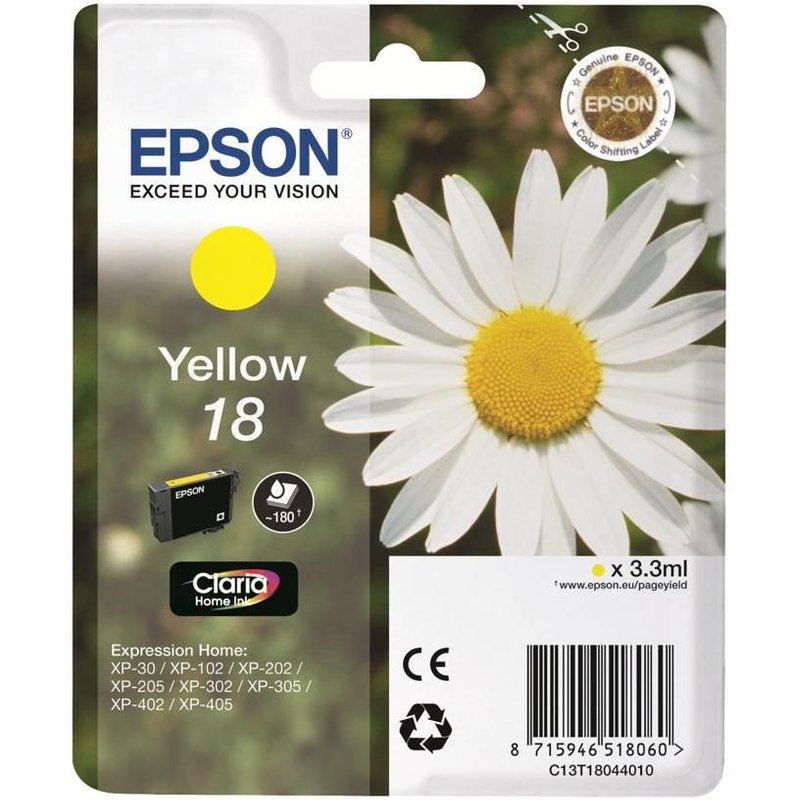 Epson 18 - Jaune - original - cartouche d'encre - pour Expression Home XP-212, 215, 225, 312, 315, 322, 325, 412, 415, 422, 425