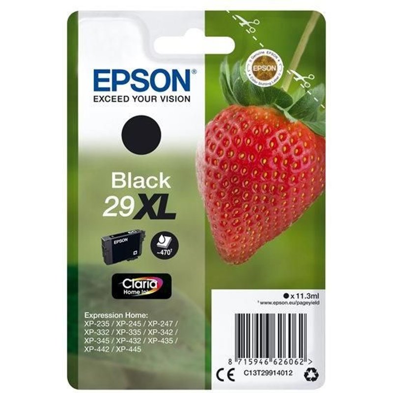 Epson 29XL - 11.3 ml - XL - noir - original - blister - cartouche d'encre - pour Expression Home XP-245, 247, 255, 257, 332, 342, 345, 352, 355, 435, 442, 445, 452, 455