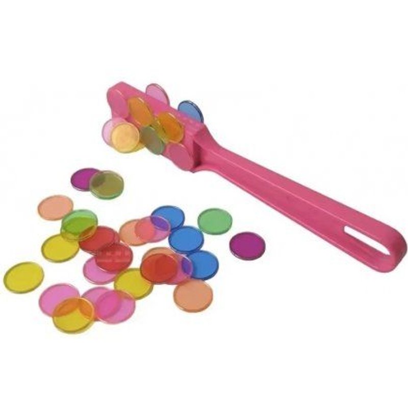 Kit Baton Magnetique Loto Rose Et 100 Pions Multicolore Aimantes - Ramasse Jetons - Jeu Bingo - Set Accessoires 2 En 1 Et Carte