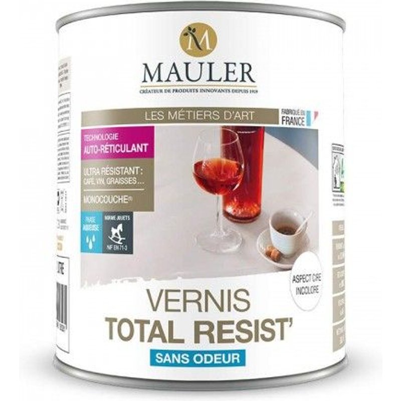 Vernis Total Résist' - 0,5 litre - incolore aspect cire Mauler
