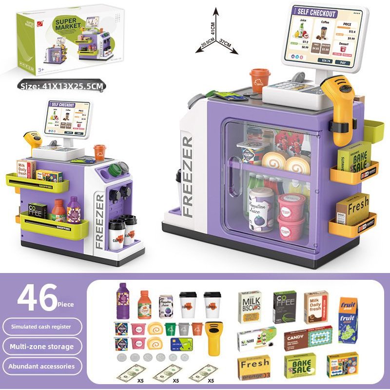 Jouet De Supermarché Pour Enfants Avec Son Lumière Et Son Sonore Machine À Café Barbecue Hamburger Pour La Maison