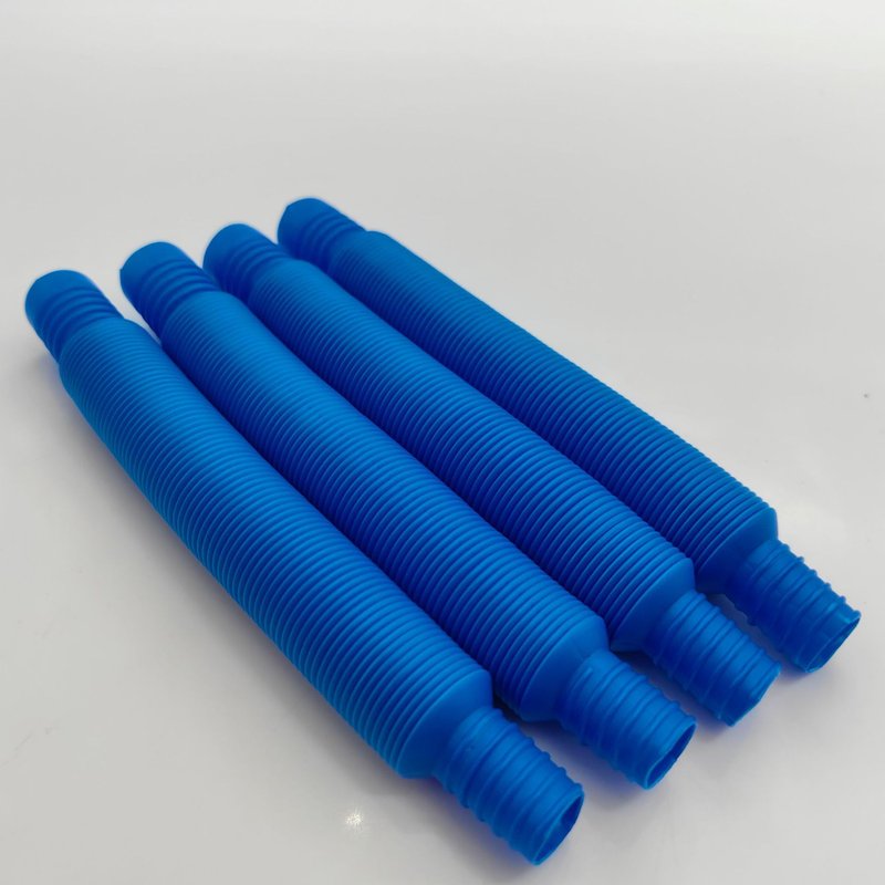 Tube Mini Pop En Plastique Coloré Pp Pour Enfants Stock Instantané Jouet De Soulagement Sensoriel De Type Tube À Ondules Extensible Bleu Profond Spécialement Conçu Pour Le Soulagement Du Stress