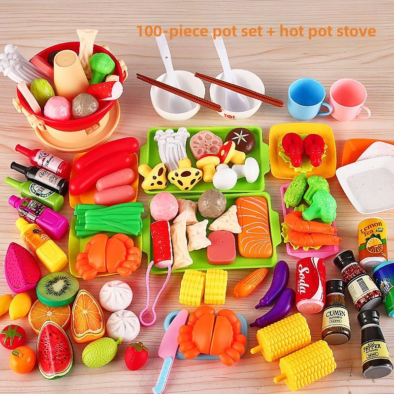 Jouet De Cuisine Pour Enfants Avec Aliments Simulés Tout-Petits Barbecue Fruits Légumes Végetables Pour Garçons Et Filles Avec Hotte À Pain
