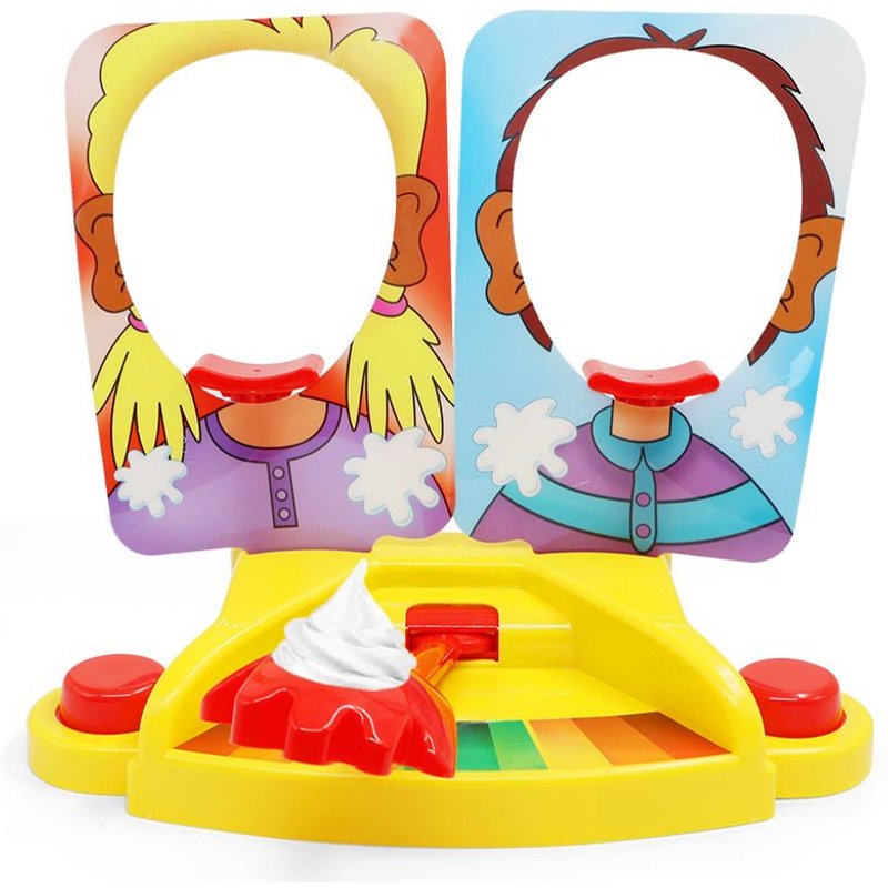 Machine À Rire Pour Deux Joueurs Avec Batterie De Crème Pour Gâteaux Papi Plastique Jaune Accessoire De Fête D'humour Pour Hommes Style Tiktok