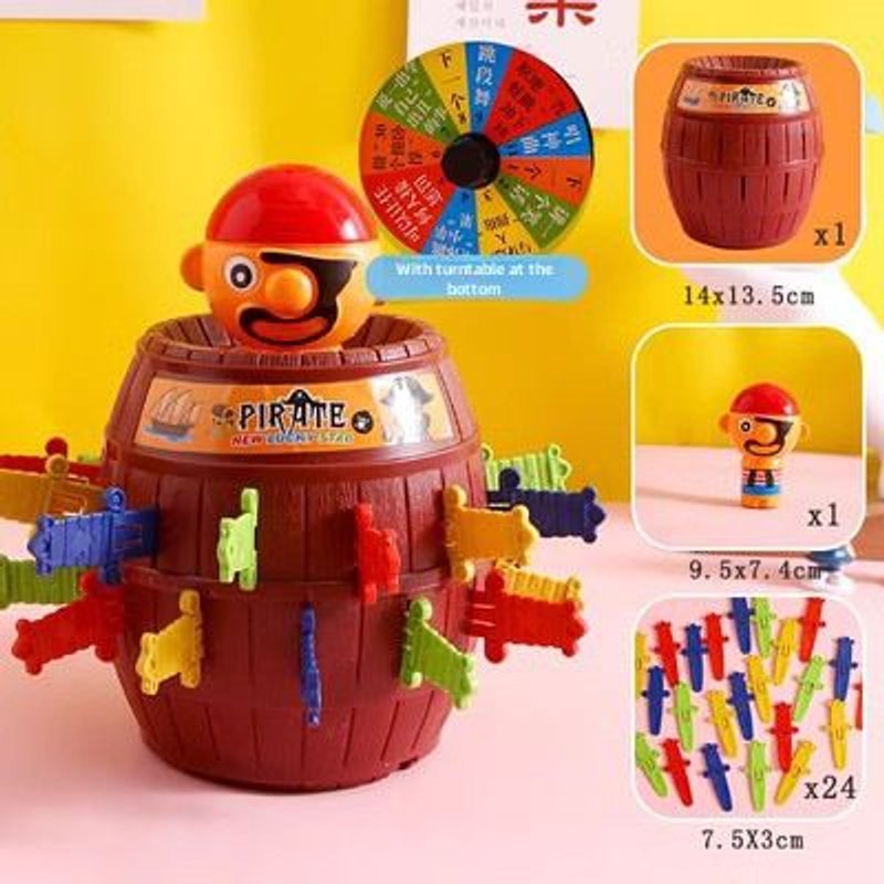 Jouet De Pirate En Boîte Pour Interaction Parents-Enfants Stress Relief Grande Taille Avec Roulette Et Couteau Pour Leisure