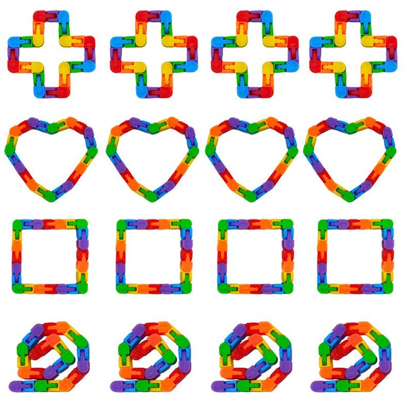 Jouet De Soulagement De Stress Accordé À La Chaîne De 24 N?uds Pliable Et Éducaifant Pour Le Développement De L'intelligence Couleur Arc-En-Ciel (27*1cm)
