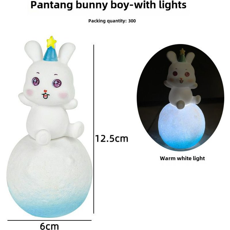 Décoration De Gâteau D'anniversaire Pour Enfants Populaire Sur Internet Kt Chat Petit Ours Petit Porc Lune Avec Lampe Lumineuse Plug-In Couleur Lapin Bleu