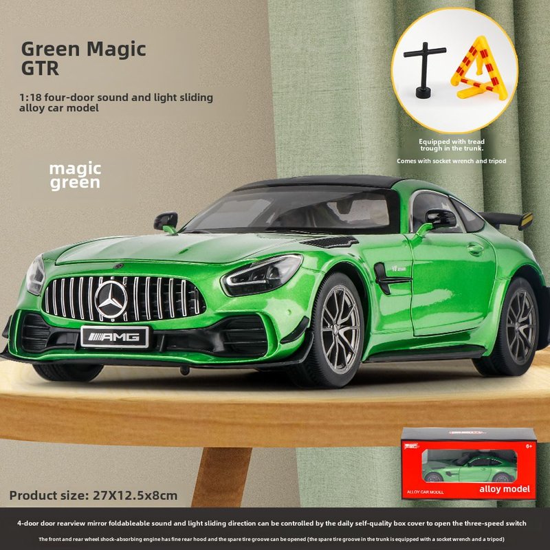 Modèle de Voiture AMG Vert Magique GTR 1:18 de Mercedes-Benz Jouet de Course en Métal Allié HMB-H1031-18 GTR Boîte (Vert)