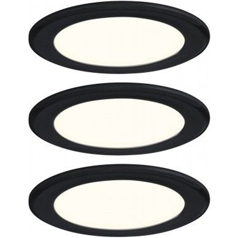 3 X Spot encastré LED 2,5 W - 4000 K - noir - pour éclairage de meuble PAULMANN