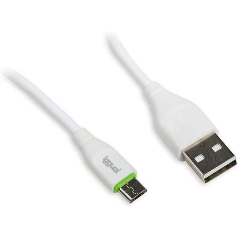 iggual - Câble USB - USB (M) pour Micro-USB de type B à 4 broches (M) - 2 A - 1 m - blanc