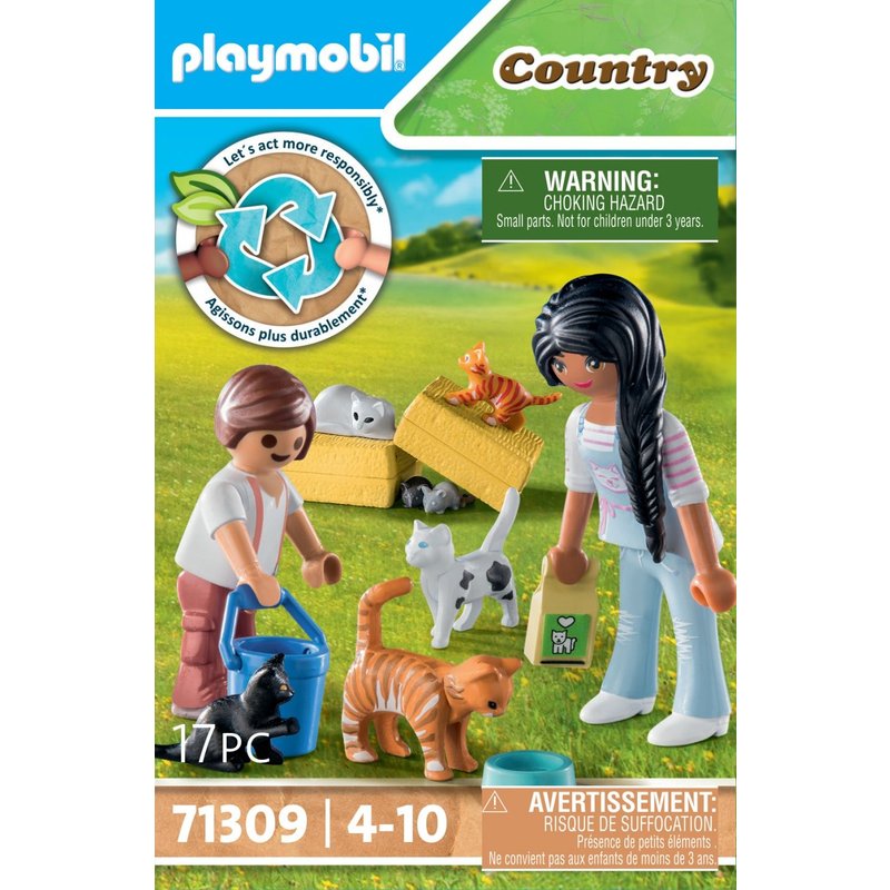 Playmobil Country 71309 - Famille de chats avec femme et enfant
