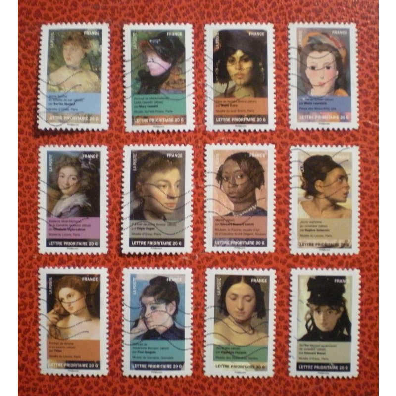 Portraits De Femmes Dans La Peinture - Art - Tableaux - Série Complète De 12 Timbres Oblitérés - France - Année 2012