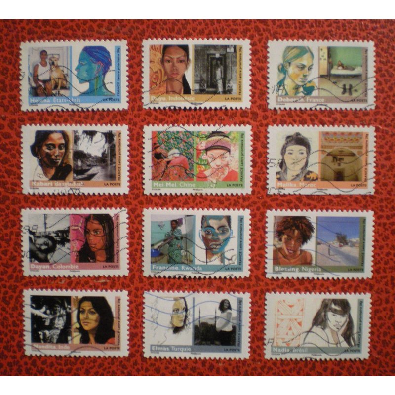 Femmes Du Monde - Art - Portraits - Série Complète De 12 Timbres Oblitérés - France - Année 2009