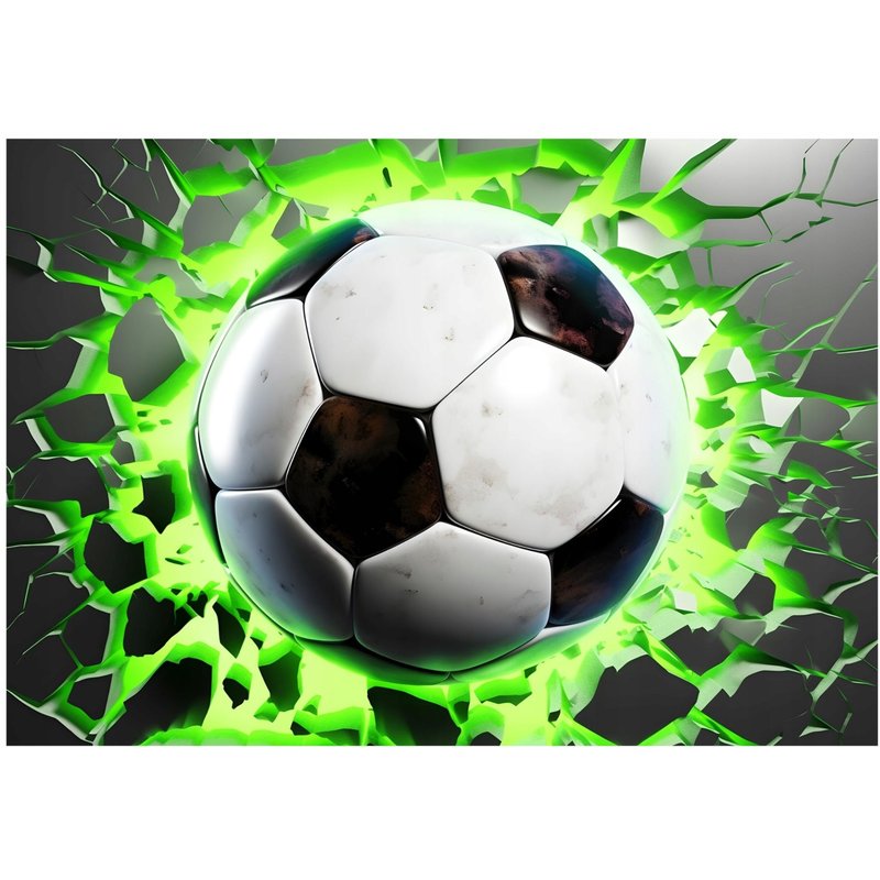 Papier Peint Enfant 3D Football Intissé Panoramique 350x250 cm - Colle Inclus - Chambre Enfant - Moderne Papier Peint