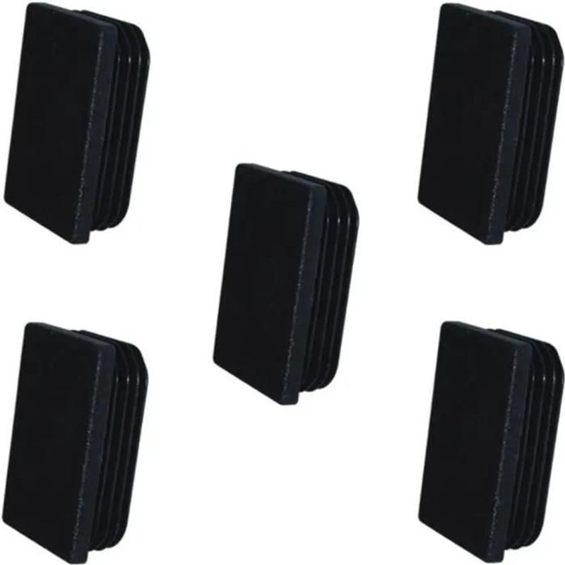 Embout de tube rectangulaire - Non spécifié - 60x25mm - Lot de 5 - Plastique - Noir