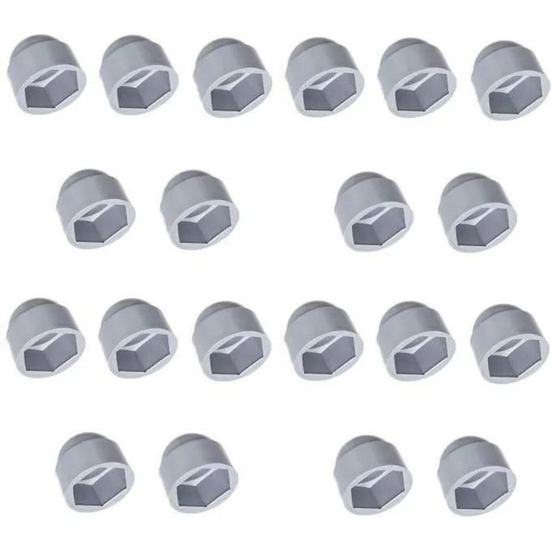 20X CACHE ECROU GRIS DIAMETRE M10 CLEF HEXAGONALE 17MM CAPUCHON BOUCHON PLASTIQUE VIS AUTO 10MM