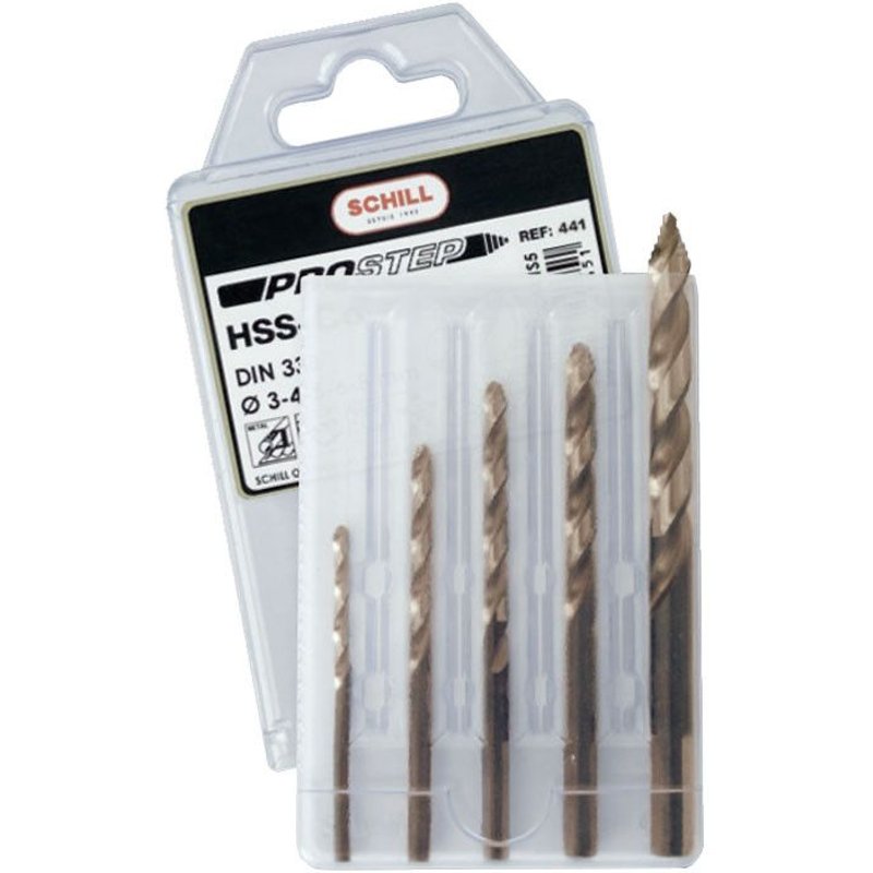 SCHILL Jeu de 5 forets HSS Co5 PROSTEP DIN338 Ø3-4-5-6-8 mm - 00441S5
